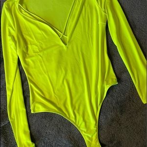 Neon green body suit